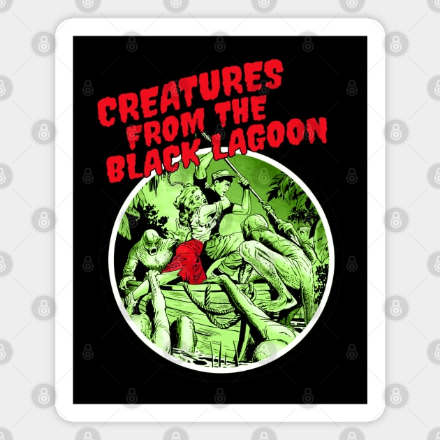 Creatures From The Black Lagoon Vintage Retro Horror Halloween Scary Magnet by Joaddo